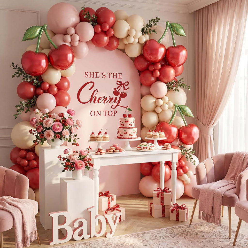 hunnmingre pink cherry on top backdrop arch cover showing dimensions