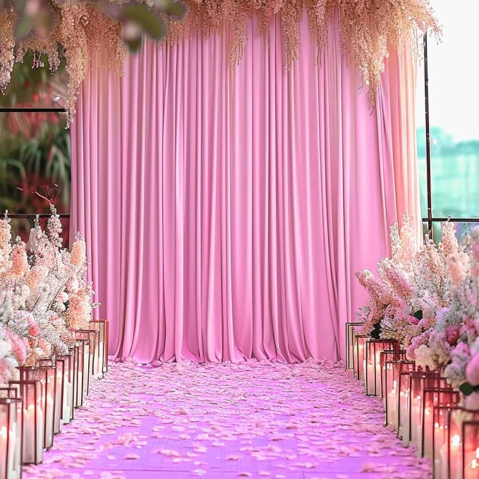 2 Panels Pink Backdrop Curtain, 10 x 7 Feet Background Curtains for Parties, Weddings, Baby Showers, Bachelorette Halloween, Christmas Birthday Party Photoshoot Backdrop Curtains Decorations
