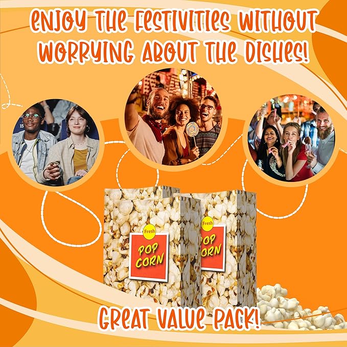 MT Products Small Popcorn Bags 1.5 oz. - Popcorn Holders for Party - Pack of 50
