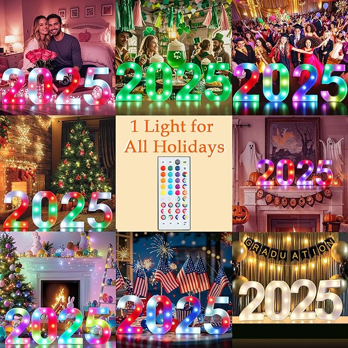 Pooqla 70th Birthday Decorations for Her Him, 35 Colors LED Light Up Numbers with Remote, Multicolor Marquee Numbers 70 Sign for Party Wedding Anniversary Decor 70th Birthday Gift, Number 70