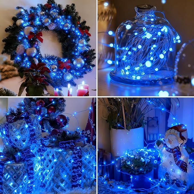 6 Pack Fairy Lights Battery Operated - 7ft 20 Led Twinkle Lights 3 Modes, Bulk Mini String Lights Waterproof for Mason Jars Vases DIY Party Wedding Decoration Christmas -Blue