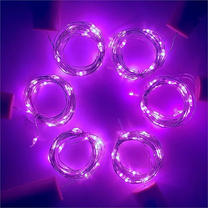 Wine Bottle Lights with Cork, Battery Operated 20 LED Cork Shape Silver Wire Colorful Fairy Mini String Lights(No Bottles) for DIY, Party, Decor, Christmas, Halloween,Wedding (3, Purple)