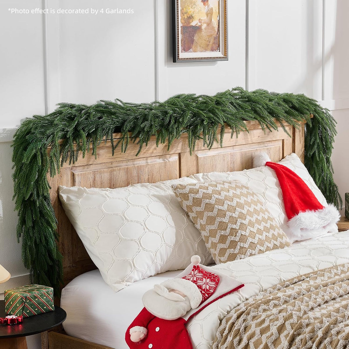 cleangor 2pcs 6ft norfolk pine garlands for christmas on a desk or shelf