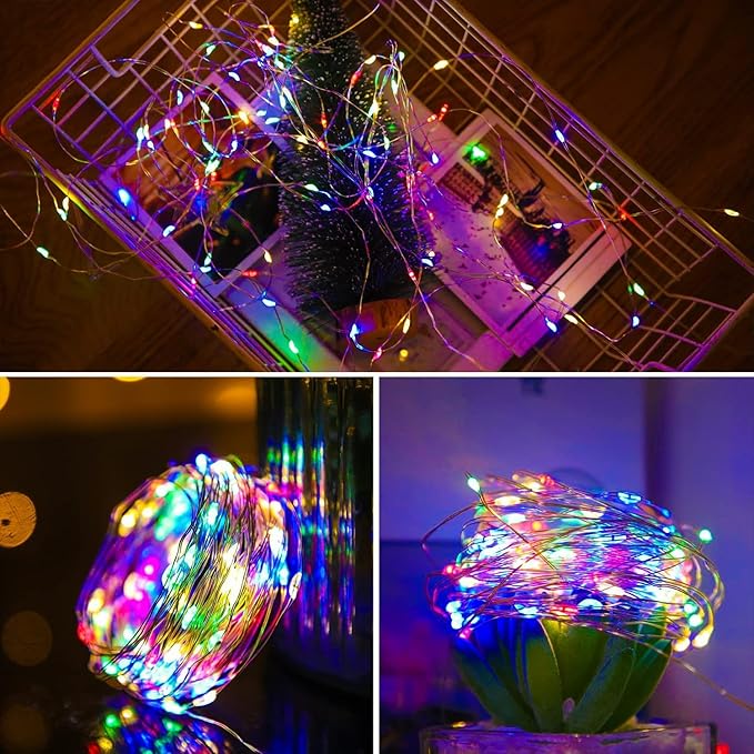 16 Pack 30 Led Fairy Lights Battery Operated 10 Feet Waterproof Twinkle String Mason Jar Silver Wire Firefly for Christmas Party Multicolor