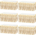 6 Pack 29x108 Inch Metallic Foil Fringe Tinsel Table Skirts Banner for Rectangle Tables Streamer Garland Backdrop for Wedding, Birthday, Parade Floats, Halloween Party Decoration(New Champagne Gold)