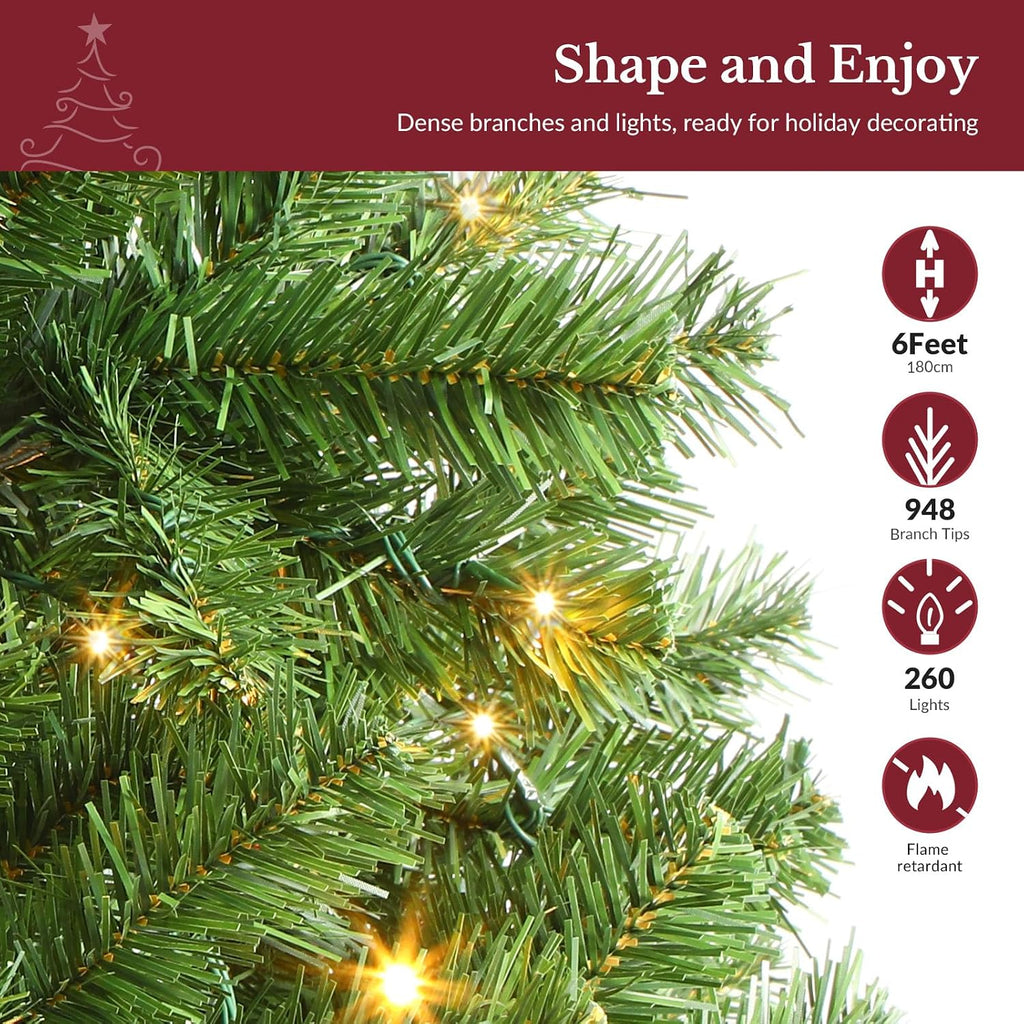 alupssuc 6ft classic spruce artificial prelit christmas tree, side view