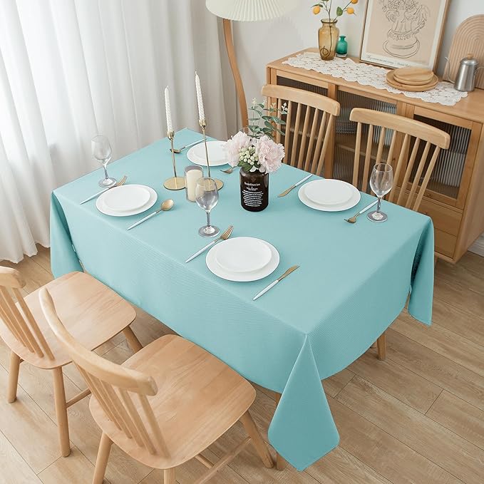Biscaynebay Tablecloth for Rectangle Tables-60x108 Inch Aqua Blue Outdoor Picnic Table Cover-Rectangular Folding Table Cloths Water Resistant for Kitchen Camping Dining Room Patio Banquet Party