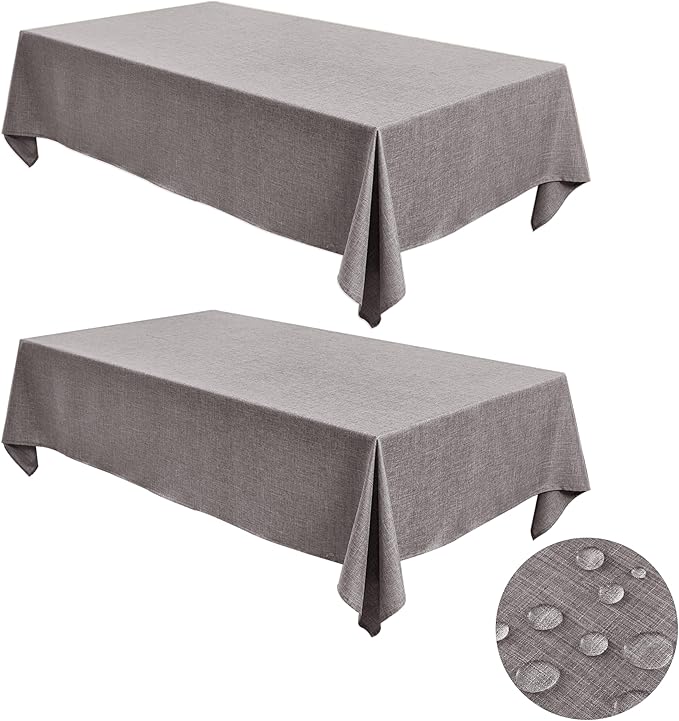 Fitable Square Table Cloth Linen Textured: Water & Stain Resistant Farmhouse Tablecloth, Washable Burlap Table Covers for Kitchen Dining Party(2 Pack, 54x54 Inch, Stone)