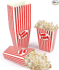 100 Pcs Small Popcorn Boxes for Party 5.5 Inches Tall Red & White Striped Popcorn Bags Mini Popcorn Buckets & Popcorn Bowl for Movie Theater, Home, Carnival Decorations (100)