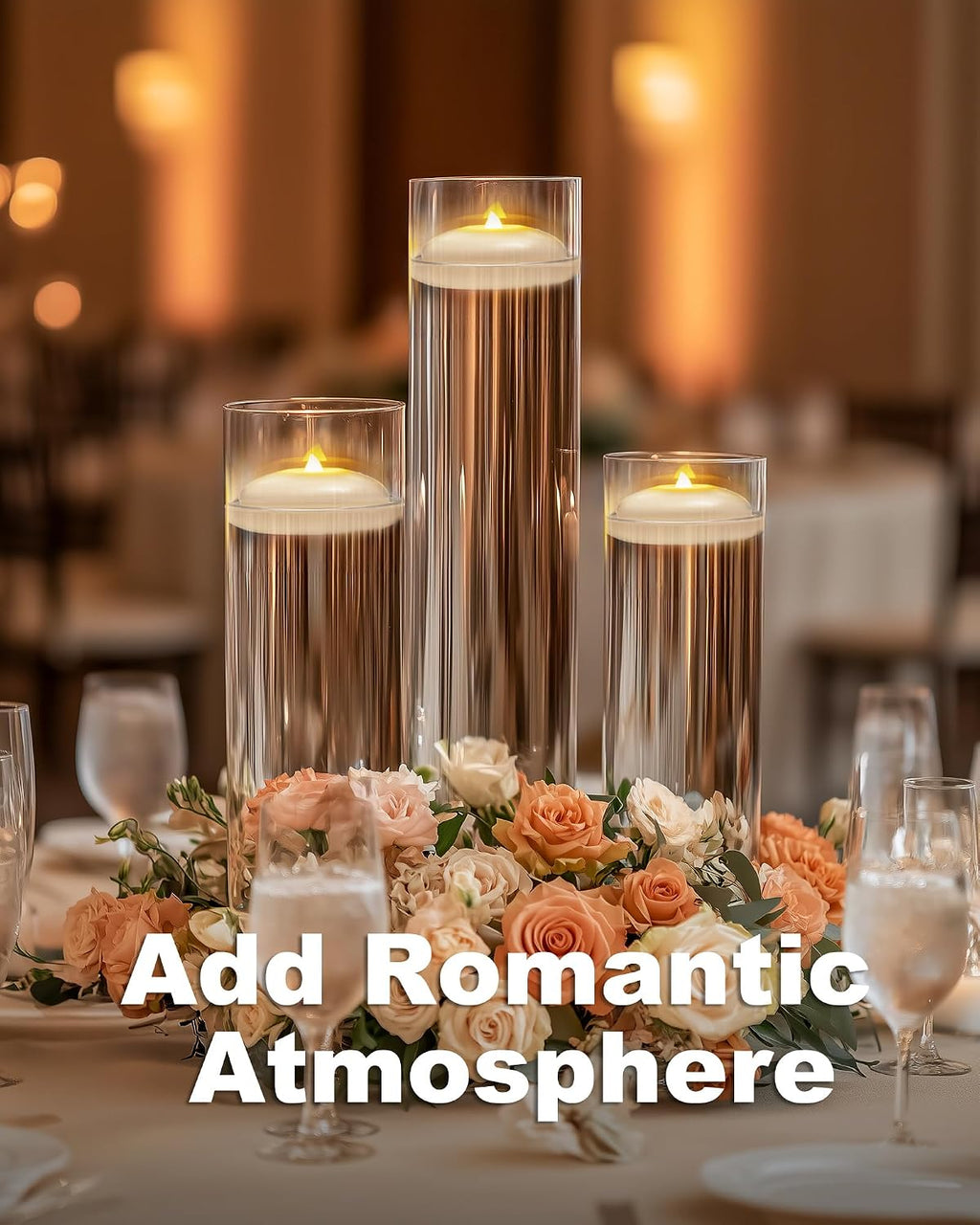 5plots 24Pack 200 Hour Flameless Floating Candles, 3 Inches White Waterproof Led Tealights for Wedding Vases Centerpieces Party Proposal Pool Decor Decoration