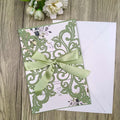 25PCS Laser Cut Wedding Invitations Cards with Envelopes,Blank Inner Sheets,Ribbons for Wedding Bridal Shower Quinceañera Engagement Birthday Invites (matte sage green)