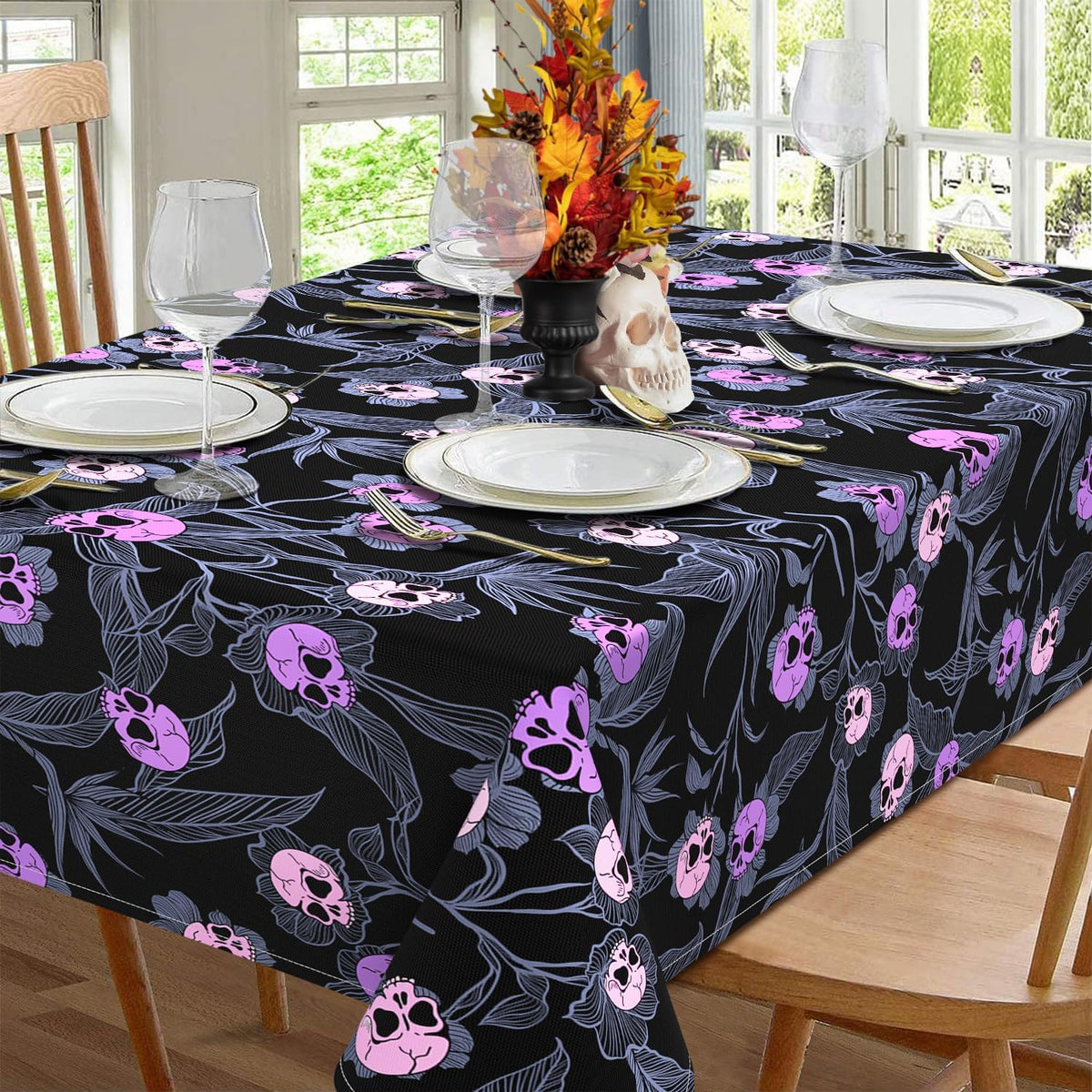 Roszwtit Halloween Skull Rectangle Tablecloth for Home Decor 60" x 120&q...