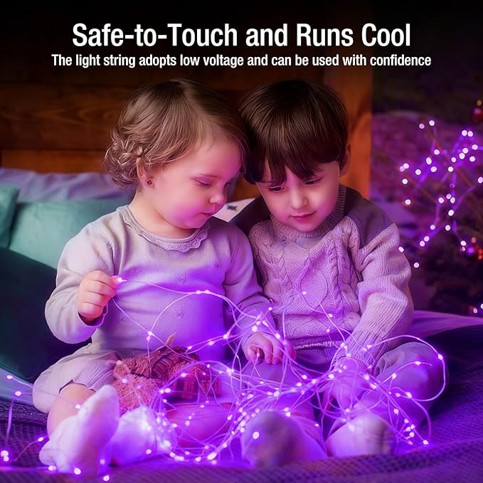 6 Pack Fairy Lights Battery Operated - 7ft 20 Led Twinkle Lights 3 Modes, Bulk Mini String Lights Waterproof for Halloween Holiday Mason Jars Vases DIY Decoration Christmas-Purple
