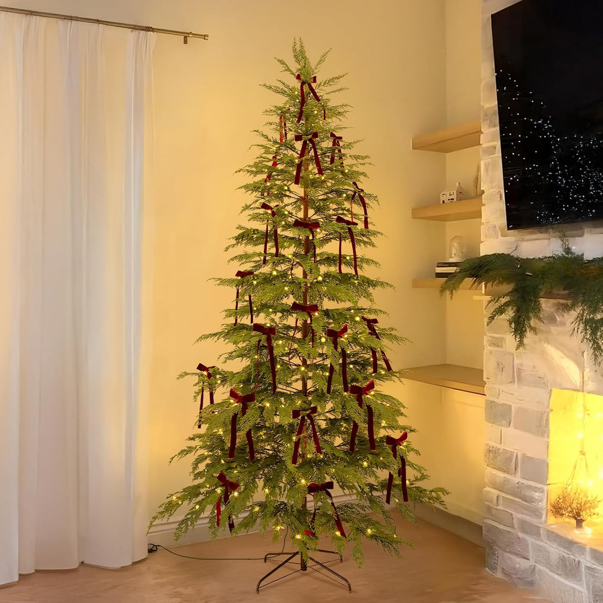 christmas decorations - 7.5 ft pre-lit twinkle christmas on a desk or shelf