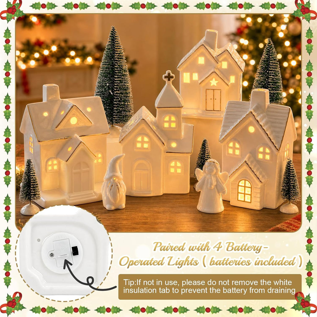 christmas village sets,12 pcs christmas village houses with, close-up detail