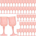 Plastic Vintage Wine Glasses 7OZ Plastic Goblets Vintage Drinking Glasses 48PCS Retro Wedding Glassware Water Goblets Reusable Drinking Cups for Party,Reception,Celebration,Bar,Whiskey(Light Pink)