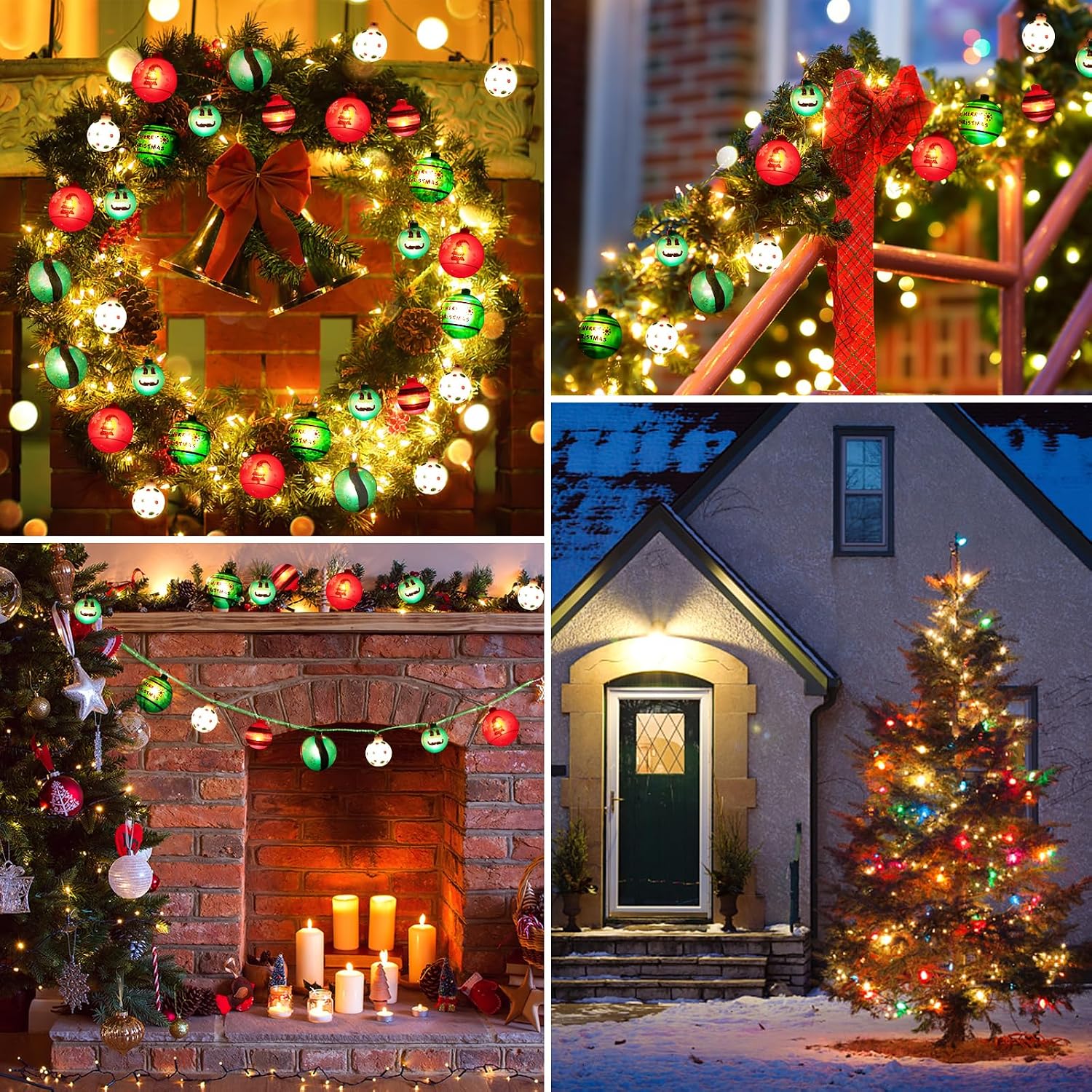 AIRIVO Grinch Christmas Tree Ball Ornaments with Lights 28ft, 25 Bulb Shatterproof String Lights End to End Connectable for Indoor & Covered Outdoor Christmas Decor