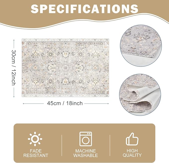 Snycler Table Runner Boho Table Runners Vintage Elegant Farmhouse Table Center Linen Decor for Home Dining Party Entrance (12x18 Inch ,Set of 4) Gray