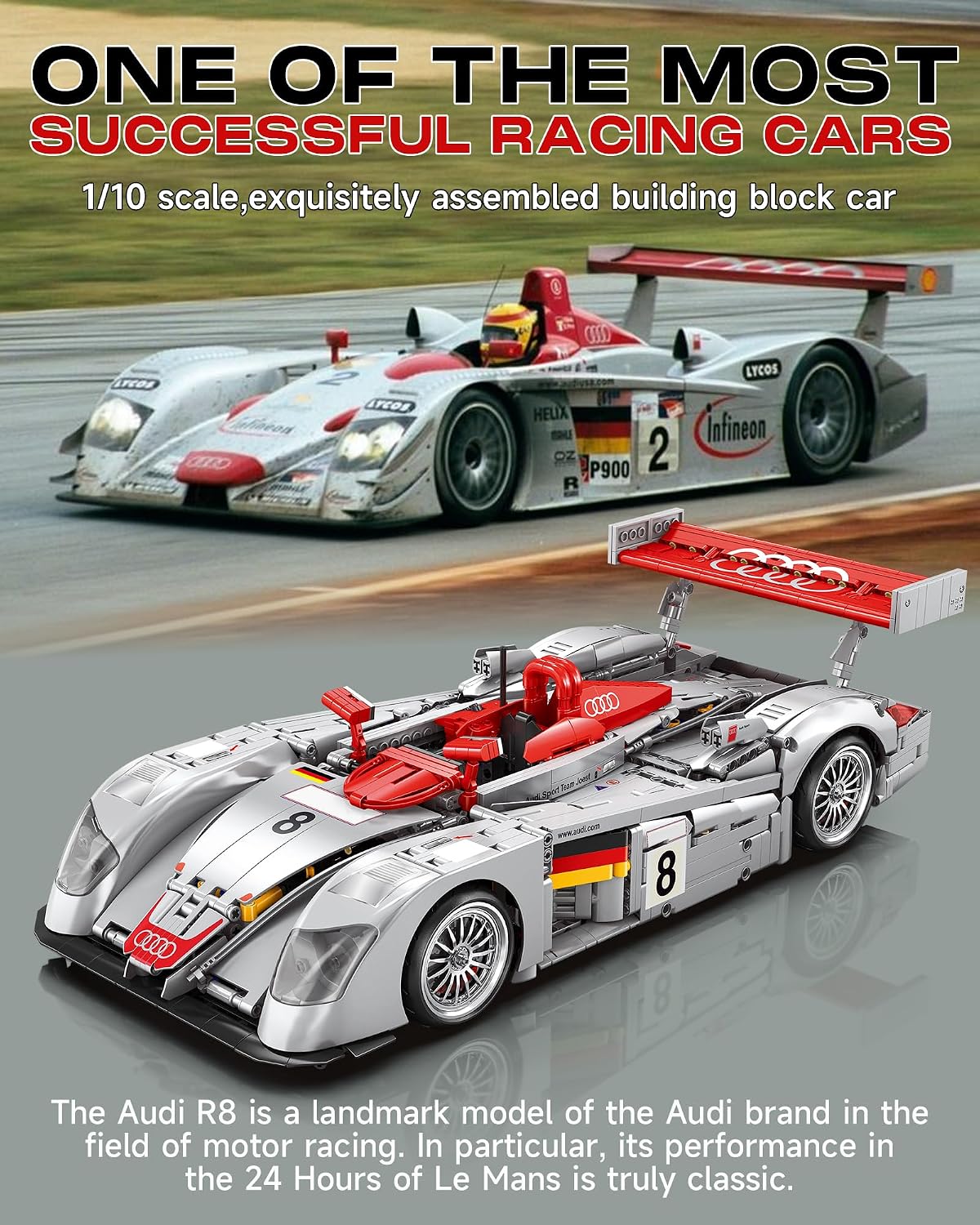mocburiku audi r8 lm-p 24h le mans winner, front angle view