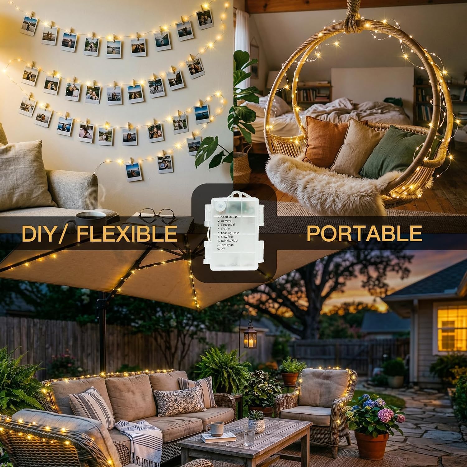 suddus Fairy Lights Battery Operated with Remote, 33ft 100 LED Dimmable Twinkle Lights with Timer, Waterproof Copper Wire String Lights for Bedroom, Christmas, Tree, Indoor Outdoor Decor (Warm White)