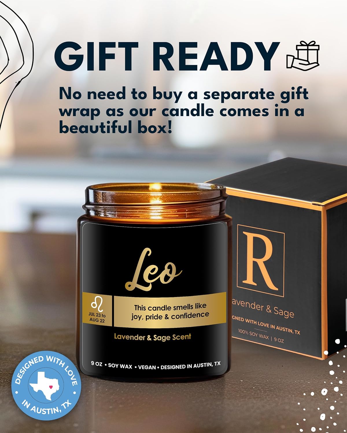 Leo Candle Zodiac, Thoughtful Astrology Gifts for Women & Men, Unique Leo Birthday Presents, Zodiac Sign Gifts for Astrology Lovers, Best Gift for Birthday, Christmas, Special Occasions, Gift Ready
