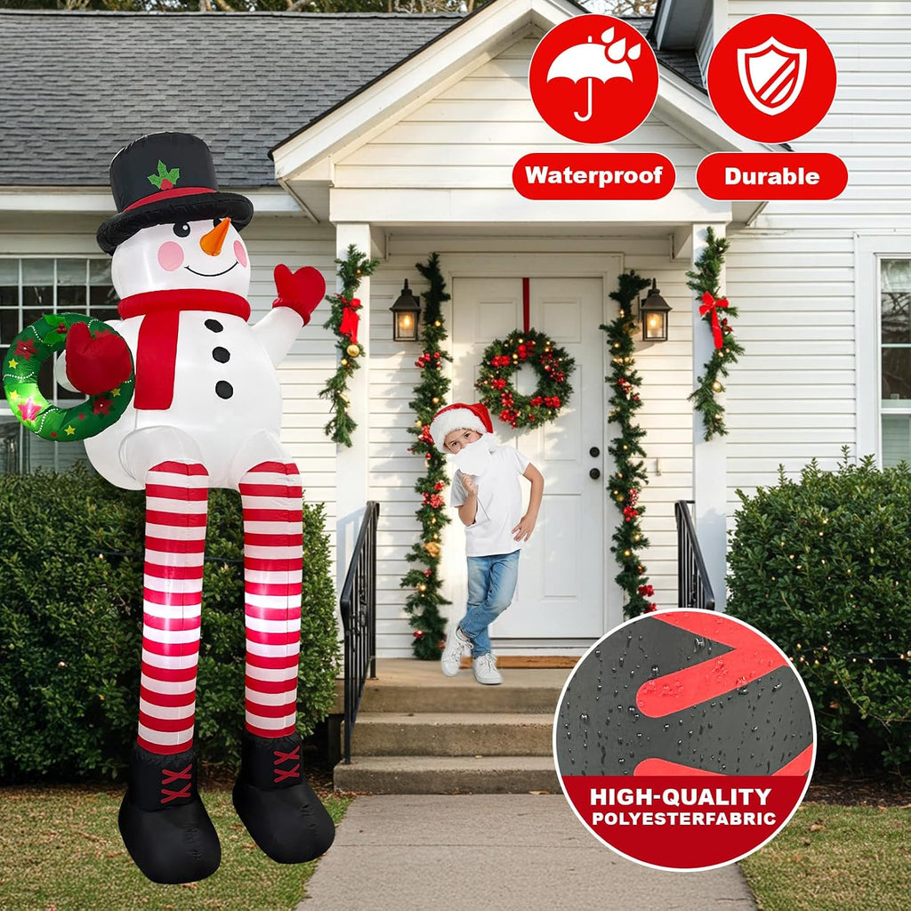 ourwarm 10ft giant christmas inflatables, sitting inflatable snowman showing dimensions