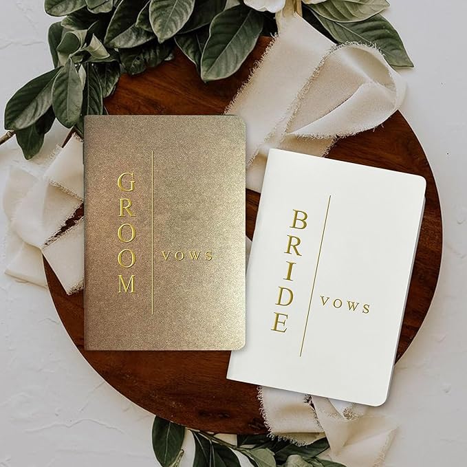 Vow Books His and Hers Wedding Vow Books Bride and Groom with Soft Touch Gold Foil Engraving Wedding Essentials(TR-GB-Terracotta)