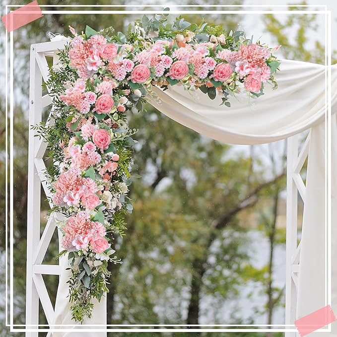 Zeyune 8 Pcs Wedding Silk Flowers Fake Silk Flowers Faux Bouquet Hydrangea Bouquets for Wedding Birthday Party Table Centerpieces Home Decoration(Pink,Peony)