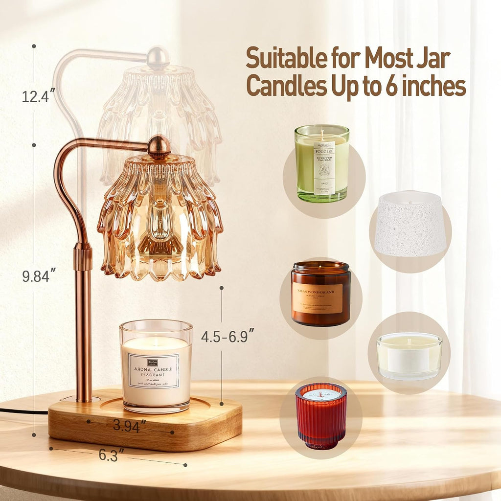 Candle Warmer Lamp with Timer - Flower Electric Wax Melter Warmer Adjustable Height for Jar Candles, Gift for Women, Mom, Christmas, Birthday,Home Decor