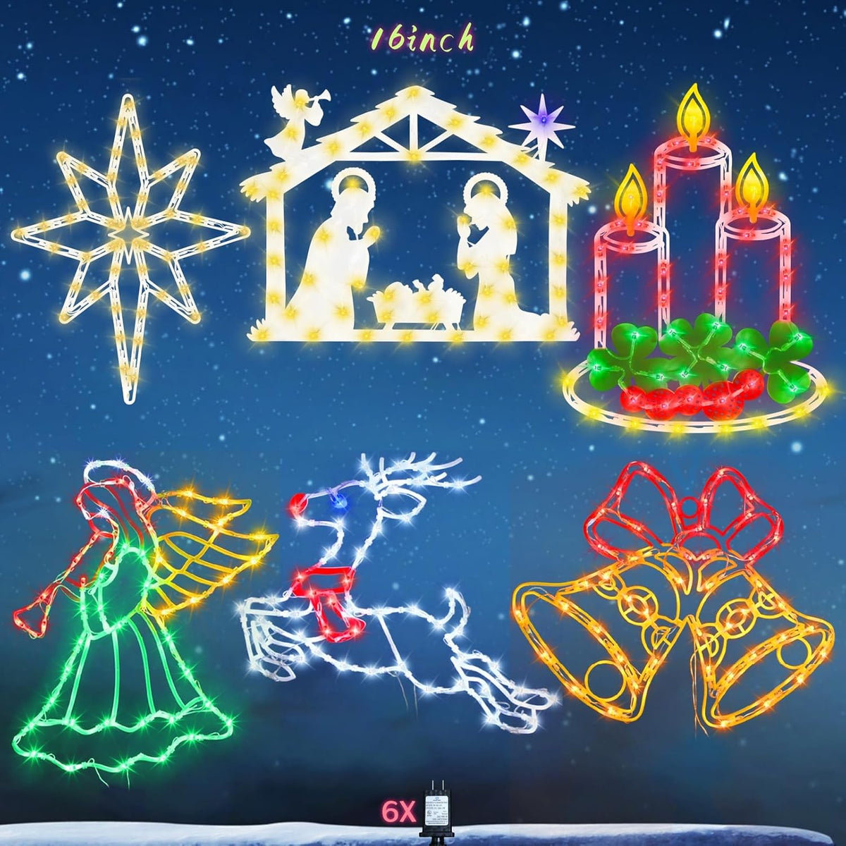 trwymz christmas decorations - 16" christmas window silhouette, main product view