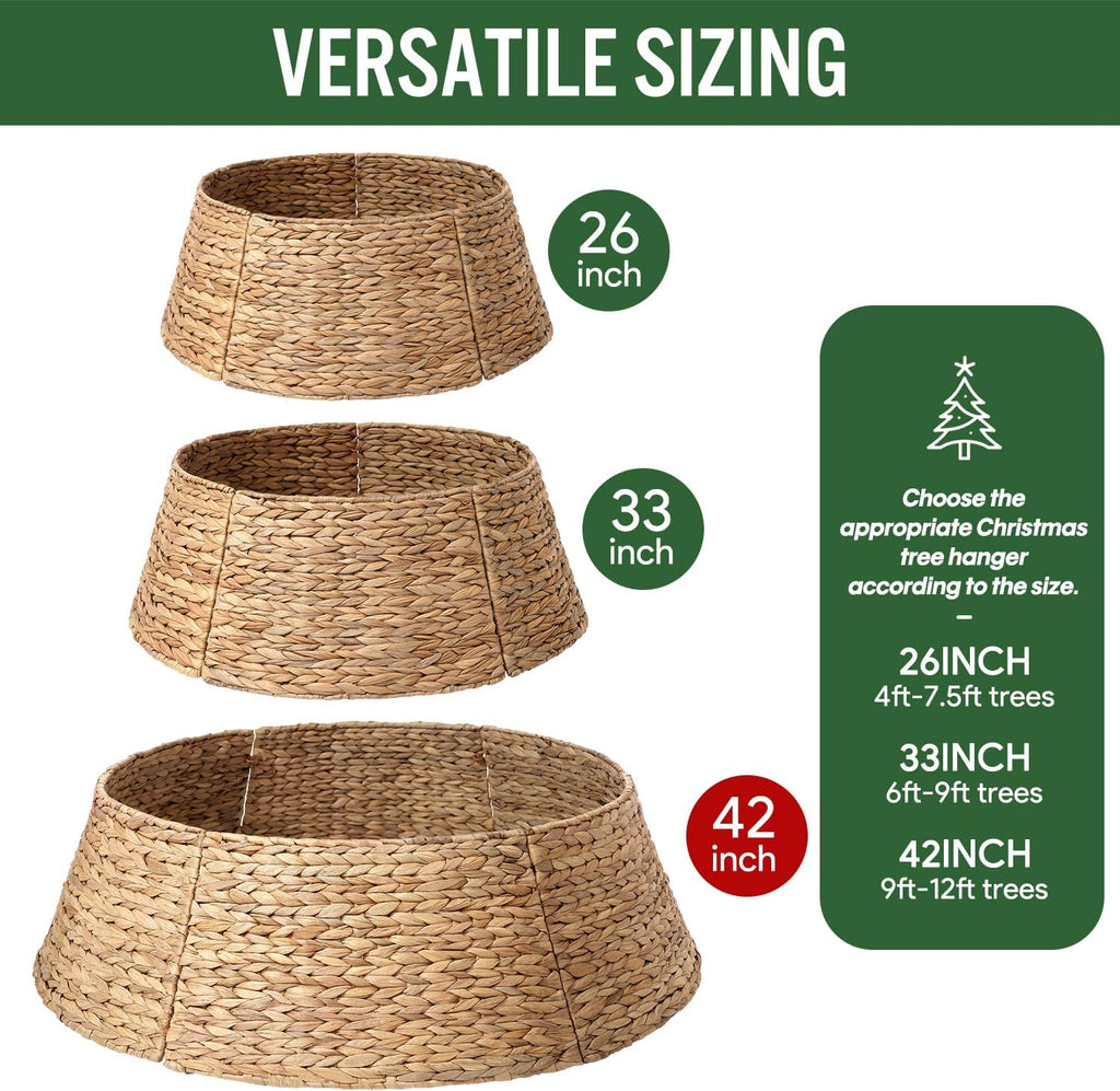 8-piece rattan christmas tree collar - 42" rustic on a desk or shelf