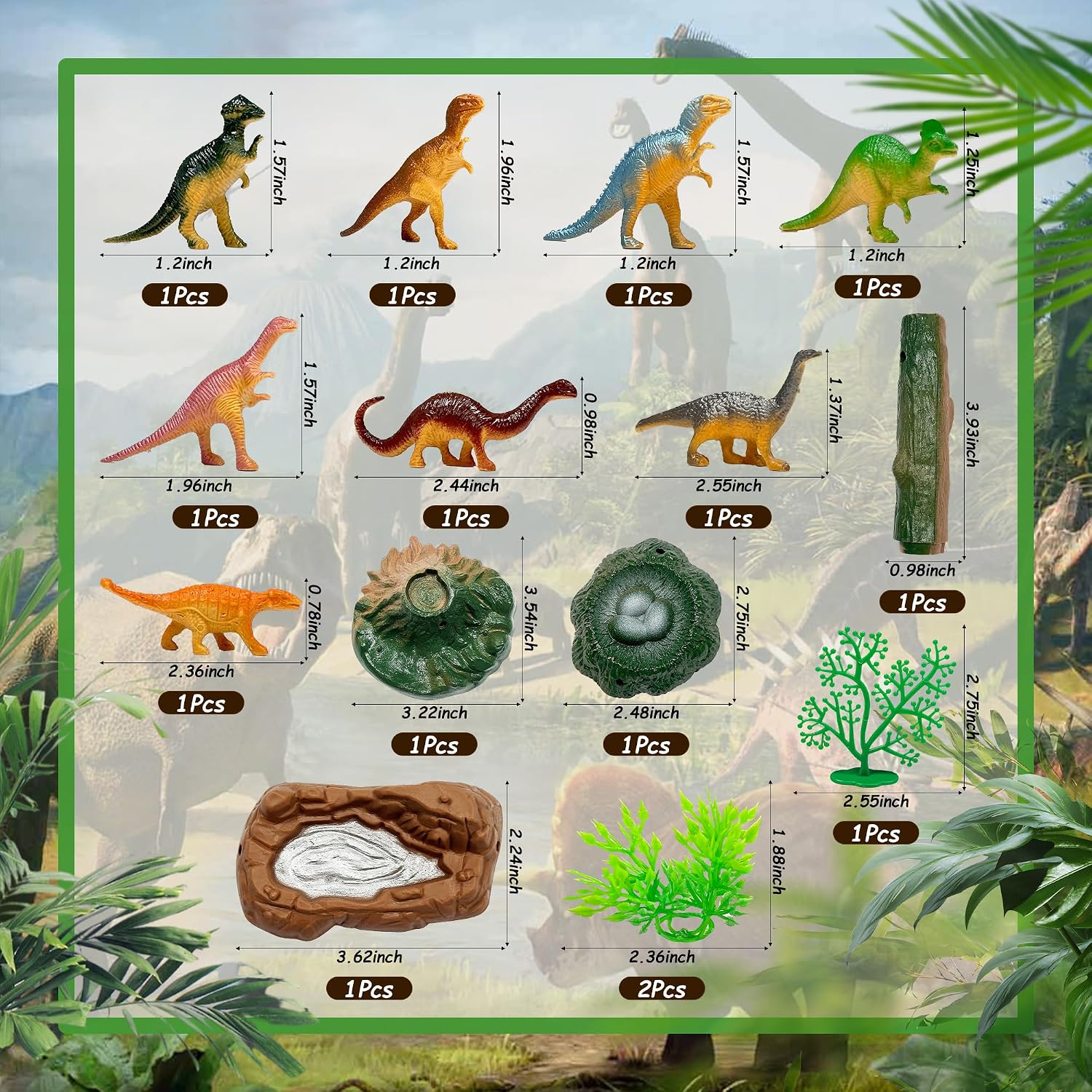 15Pcs Dinosaur Cake Topper with Dinosaur Egg Nests/Leaves/Trees/Rockeries.Lmaginative and Creative Dinosaur Decorations(Dinosaur Cake Topper)