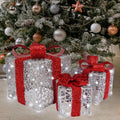 lighted gift box set of 3, silver boxes, main product view