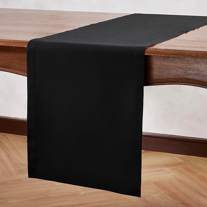 Cotton Linen Black Table Runner 72 Inches Long – Summer Dining Table Runner 14 x 72 Inch – Washable Fabric Farmhouse Table Runner for Wedding Decoration, Gift – Eva