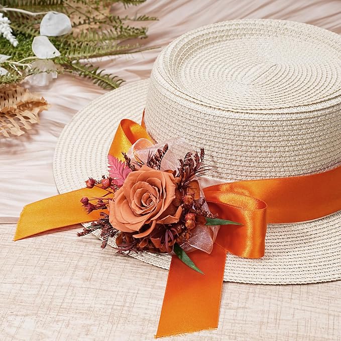 LaRibbons Orange Satin Ribbon 1 1/2 Inch 50 Yards Luxury Double Faced Russet Orange Silk Ribbon for Flower Bouquet Crafts Gift Wrapping Wedding Fall Decoration