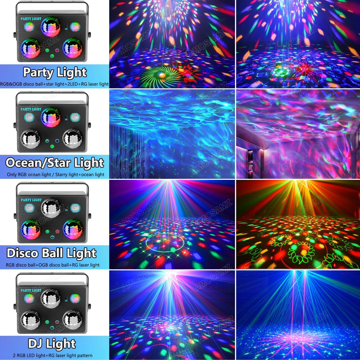 Disco Ball Party Lights,Pro 6 in 1 Disco Lights Sound Activated Dj Strobe wit...