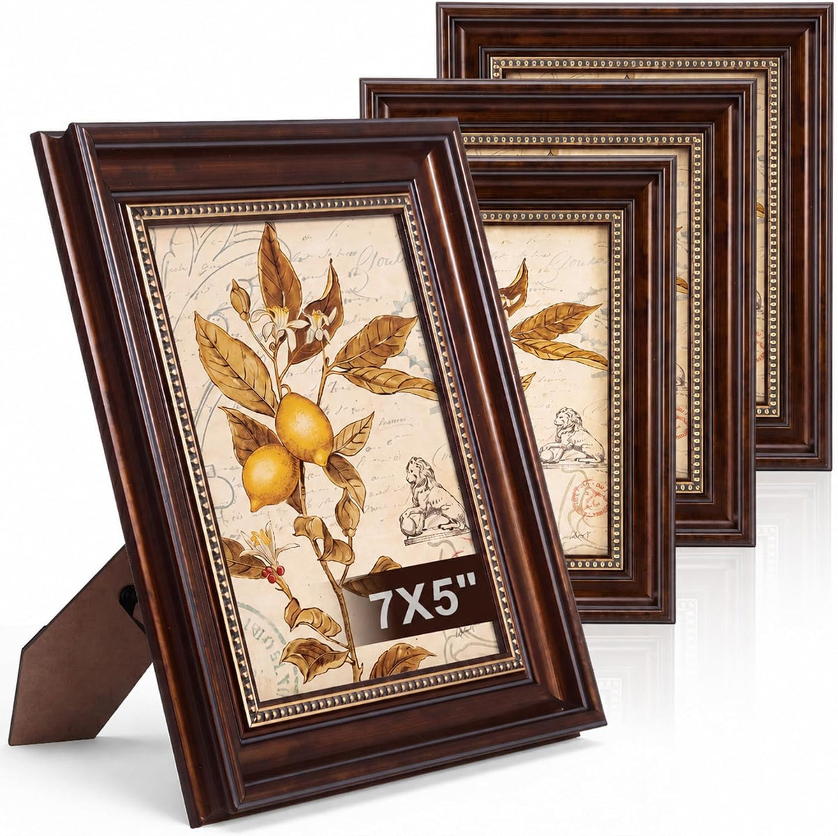 lineshading 5x7 vintage picture frames, 4 pack, golden, main product view