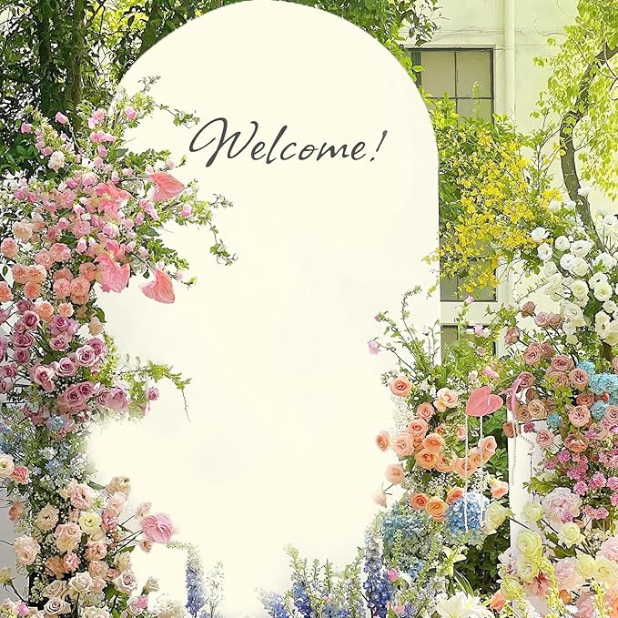 Metal Arch Backdrop Stand and Cover Set, 7.2FT, 6FT Party Backdrop, Easy to Assemble, for Parties, Birthday, Baby Shower
