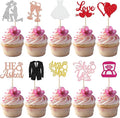 30 Pack Bride to be Cupcake Toppers Glitter Diamond Ring Love I Do Cupcake Picks Miss to Mrs He Asked She Said Yes Bridal Shower Wedding Engagement Bachelorette Cake Decorations Party Colorful