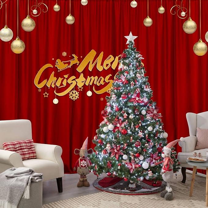 10ft x 8ft Red Backdrop Curtains for Party Valentine's Day Arch Stage Wedding Ceremony Curtains Fabric Photography Backdrop for Baby Showers Rod Pocket Home Decoration, 5ft x 8ft, 2 Panels