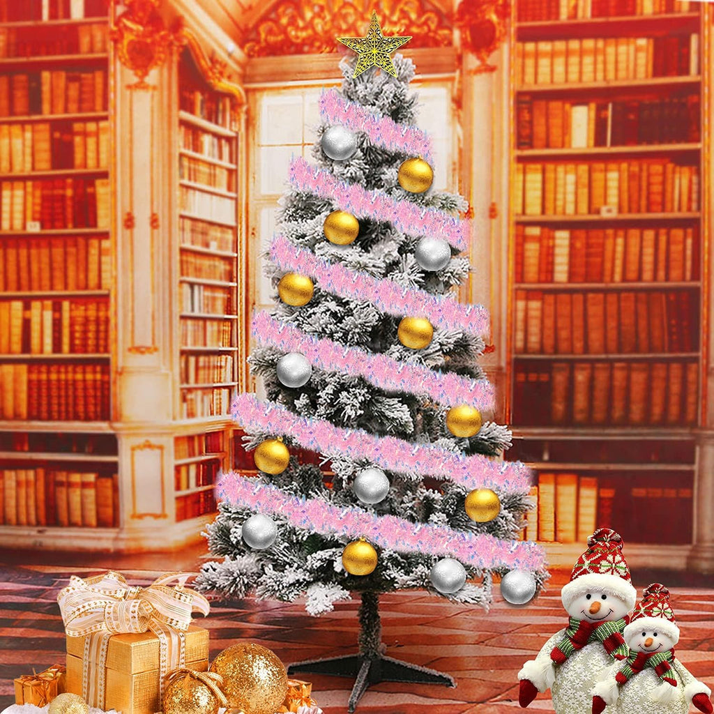 LOMIMOS 17 Ft Easter Christmas Tinsel Garland,Pink Glittering Decoration for Xmas Tree Party Wedding Supplies