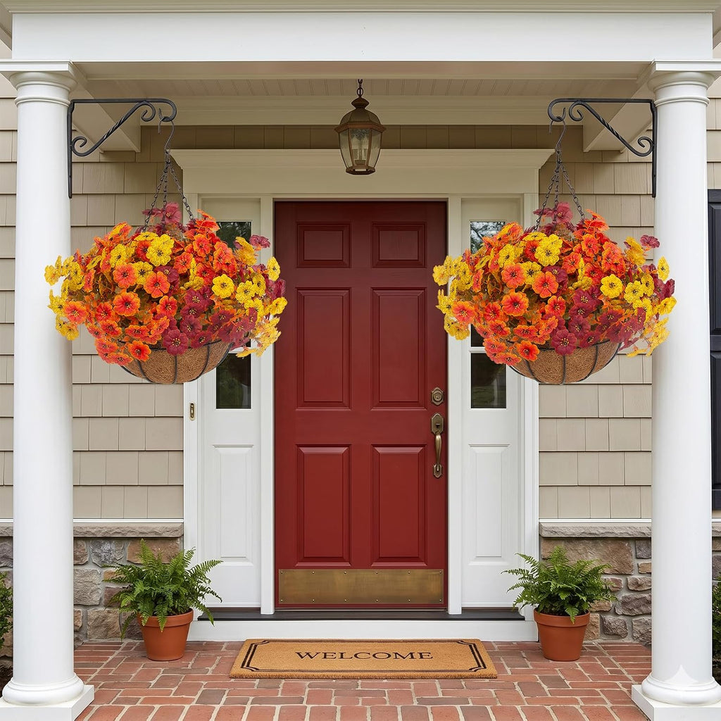 hananona 2 set artificial outdoor fall flowers with, side view