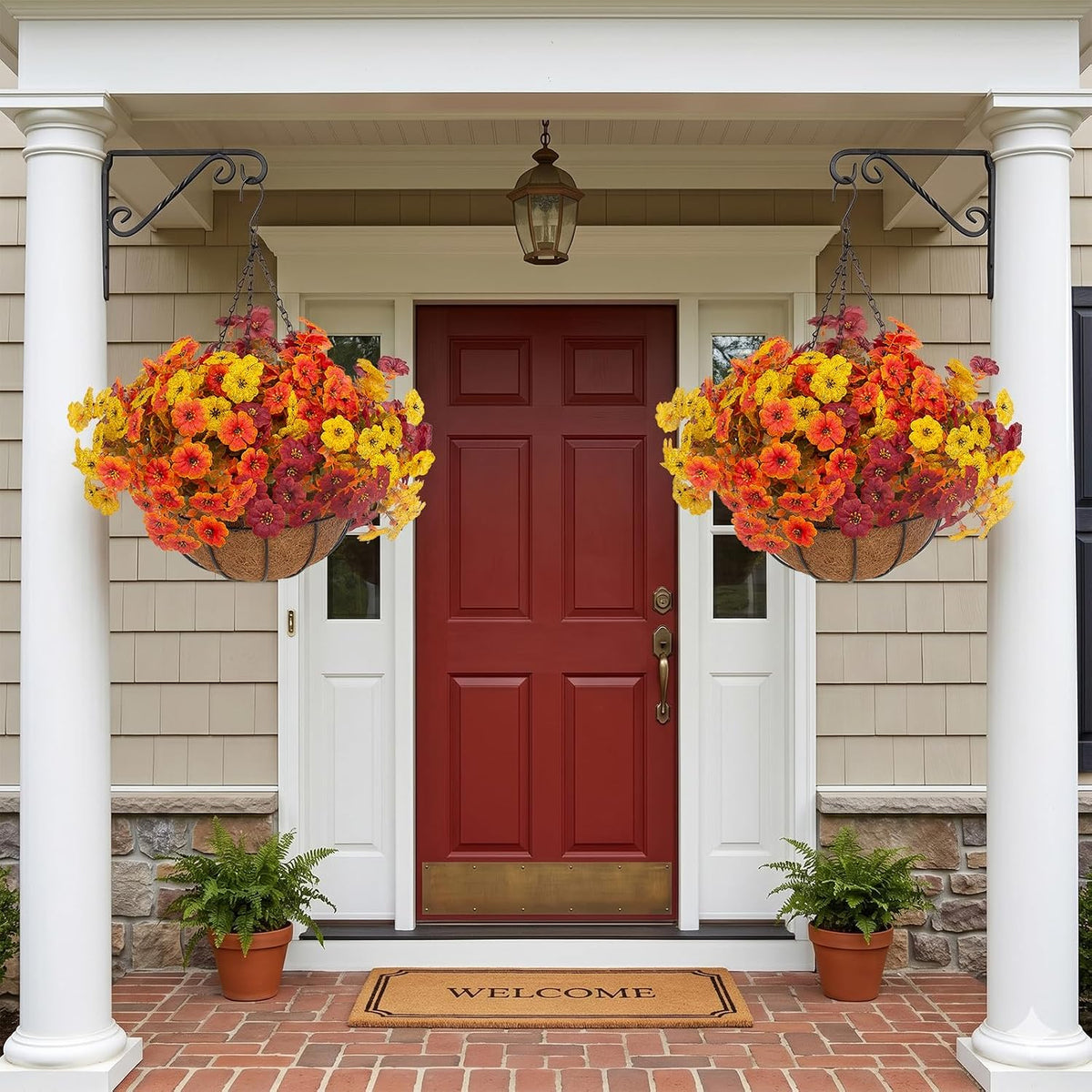 hananona 2 set artificial outdoor fall flowers with, side view