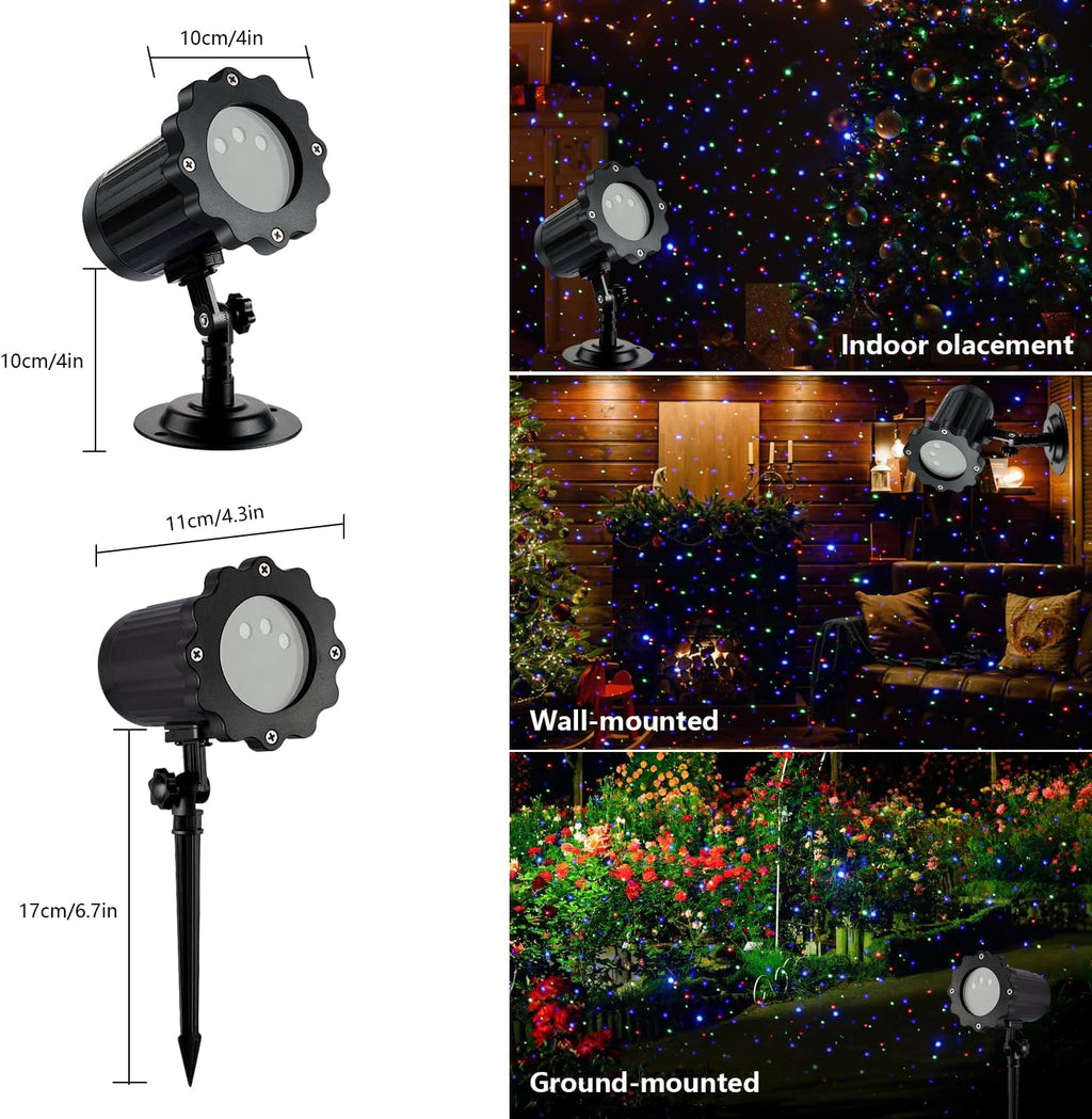 laser christmas lights, 3 color laser light projector showing dimensions