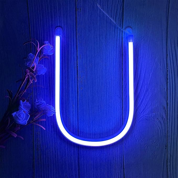 ENUOLI Blue Neon Letter Sign - Battery/USB Powered LED Alphabet Neon Art Lights for Wedding, Birthday, Christmas, Home Bar Decoration