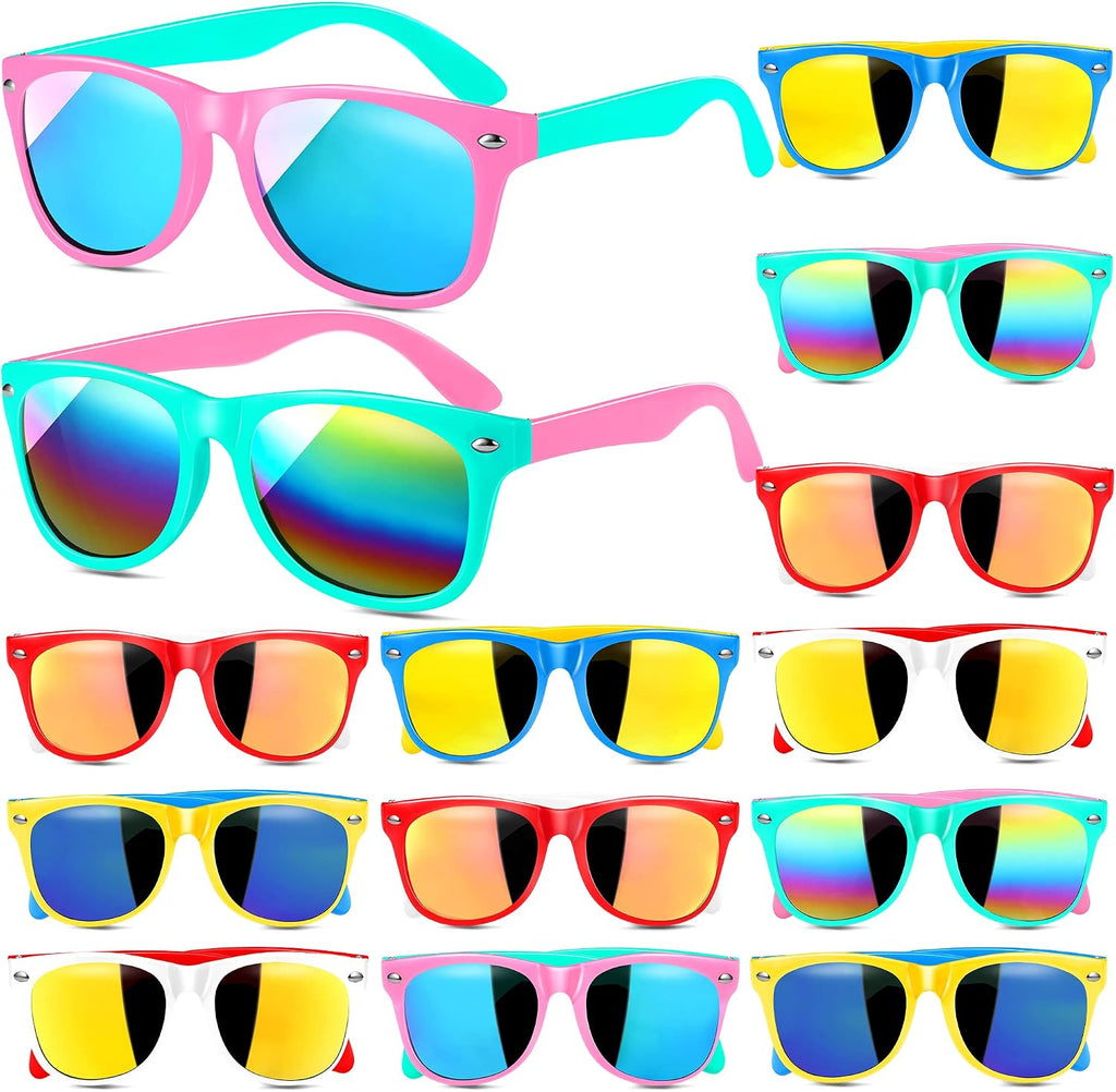 GINMIC Kids Sunglasses Bulk Party Favors, 12Pack Valentines Day Gifts UV 400 Protection Neon Sunglasses for Boys and Girls, Party Favor, Birthday Classroom Goodie Bags Party Supplies.