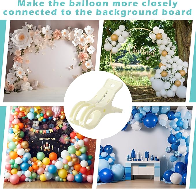 LemonRoad 10 Pack Large Balloon Arch Clips Plastic Transparent Backdrop Spring Clamps 3.5 Inch Heavy Duty Clip for Balloon Arch Kit Birthday Decoration Crafts Woodworking Photography Studios (Beige)