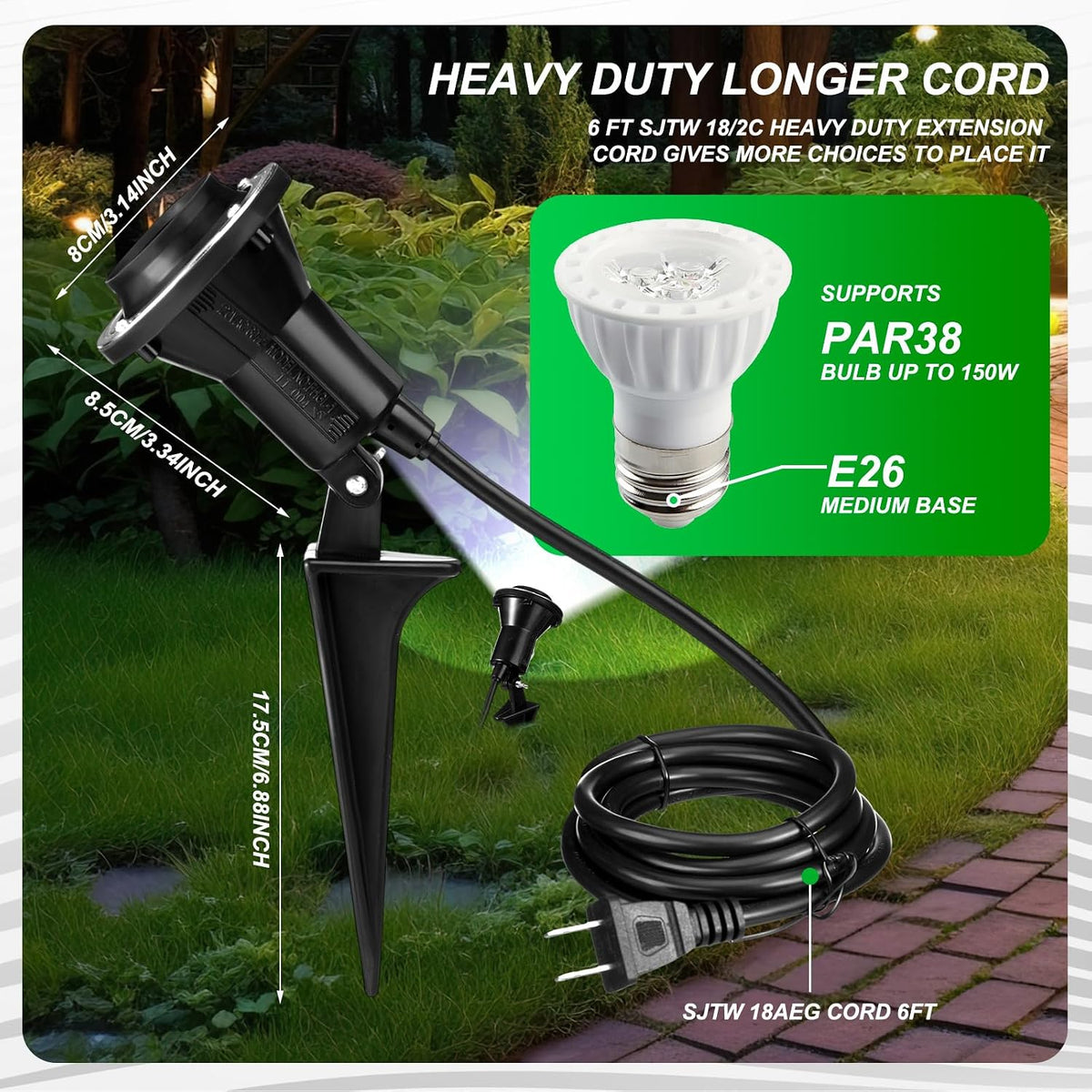 2 Pack Halloween Outdoor Spotlight Floodlight Holder Yard, 6 ft, Black