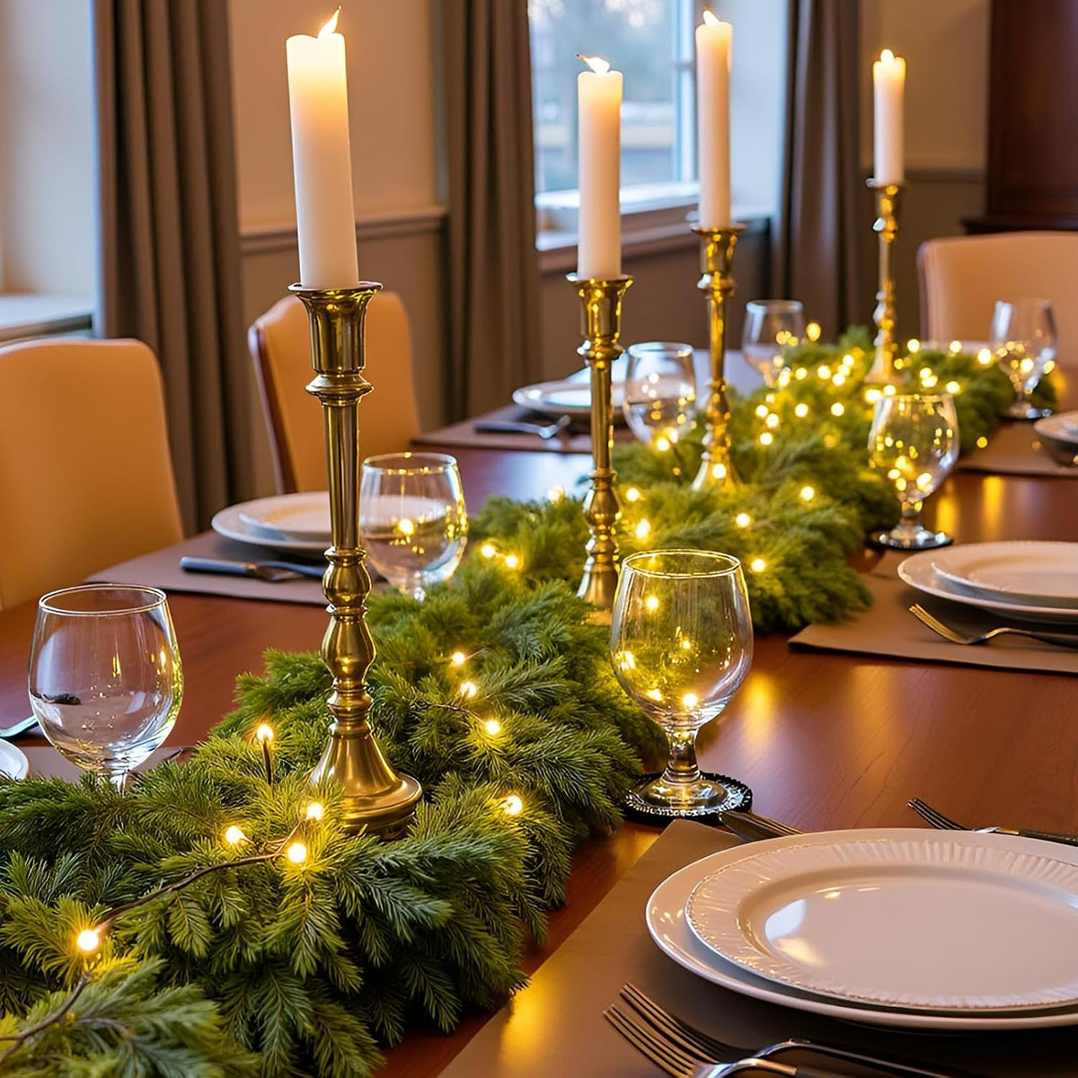 6 ft christmas cedar garland: artificial real touch showing dimensions