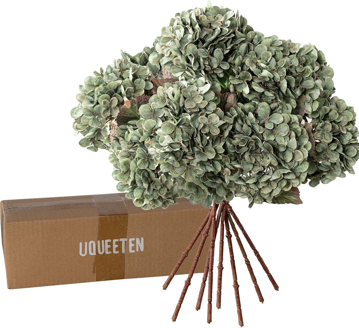 hydrangea artificial flowers,green artificial flower fake silk hydrangea on a desk or shelf